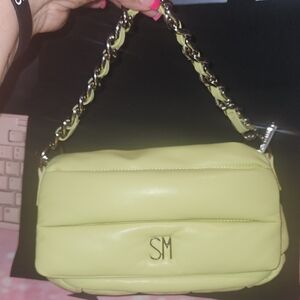 NWOT Steve Madden Lime Green Silver Chain Shoulder Bag With Crossbody Strap